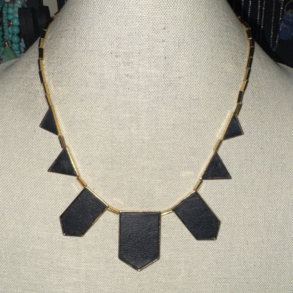 2 House of Harlow Black/White and Gold Geometric Necklaces